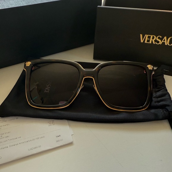 Versace Gold and Black Sunglasses